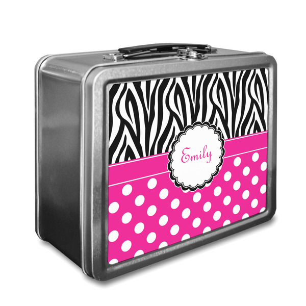 Custom Zebra Print & Polka Dots Lunch Box (Personalized)