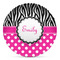 Zebra Print & Polka Dots Microwave Safe Plastic Plate - Composite Polymer (Personalized)