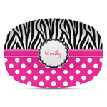 Zebra Print & Polka Dots Plastic Platter - Microwave & Oven Safe Composite Polymer (Personalized)