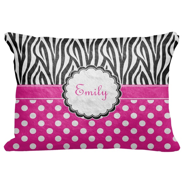 Custom Zebra Print & Polka Dots Decorative Baby Pillowcase - 16"x12" (Personalized)