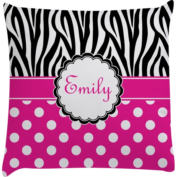 Custom Zebra Print & Polka Dots Decorative Pillow Case (Personalized)
