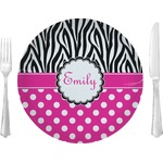 Zebra Print & Polka Dots Glass Lunch / Dinner Plate 10" (Personalized)