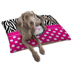 Zebra Print & Polka Dots Dog Bed - Large w/ Name or Text
