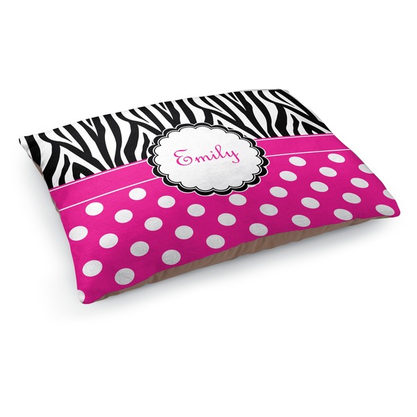 Custom Zebra Print & Polka Dots Dog Bed - Medium w/ Name or Text