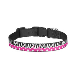Zebra Print & Polka Dots Dog Collar - Large (Personalized)