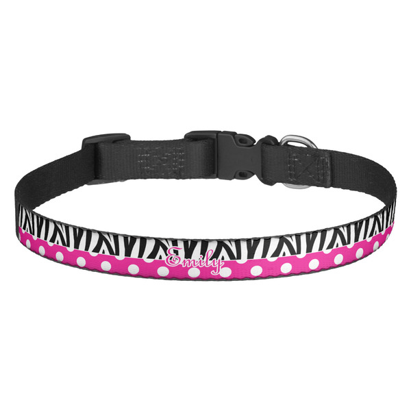 Custom Zebra Print & Polka Dots Dog Collar - Medium (Personalized)