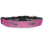 Zebra Print & Polka Dots Deluxe Dog Collar - Extra Large (16" to 27") (Personalized)