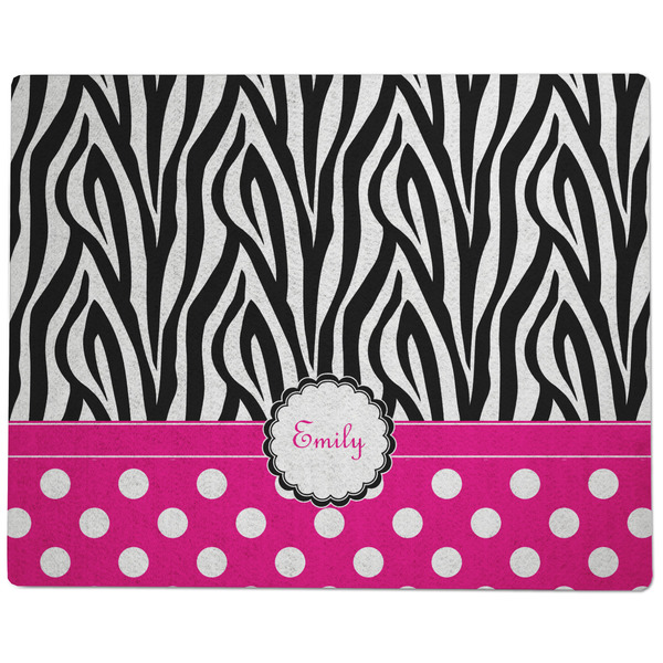 Zebra Print & Polka Dots Dog Food Mat - Large without Bowls