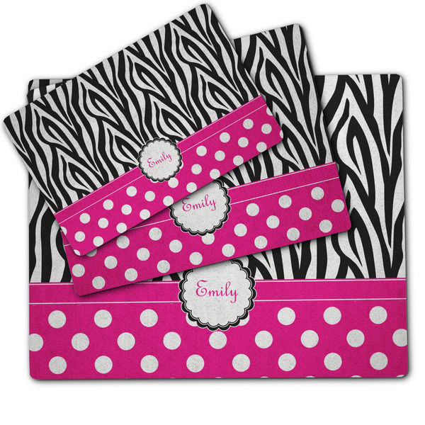 Zebra Print & Polka Dots Dog Food Mat - MAIN (sm, med, lrg)