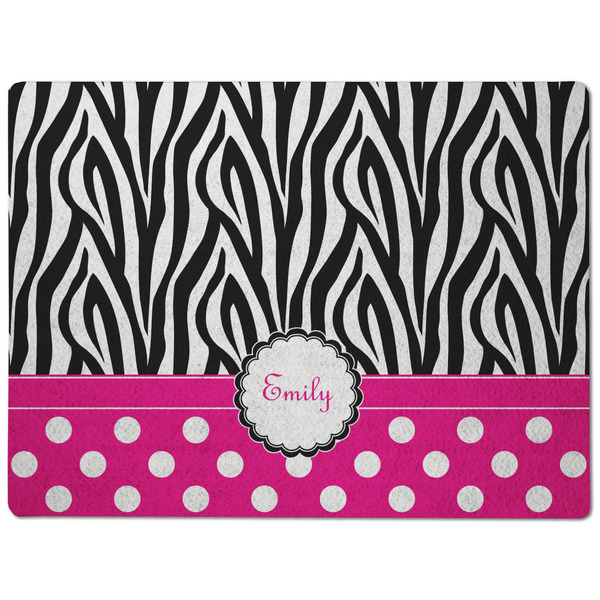 Zebra Print & Polka Dots Dog Food Mat - Medium without bowls