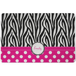 Zebra Print & Polka Dots Dog Food Mat w/ Name or Text