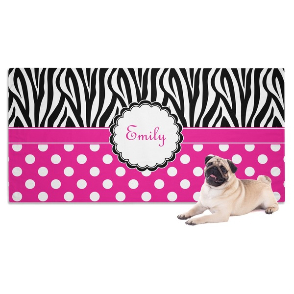 Custom Zebra Print & Polka Dots Dog Towel (Personalized)