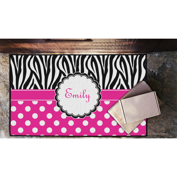 Zebra Print & Polka Dots Door Mat - LIFESTYLE (Lrg)