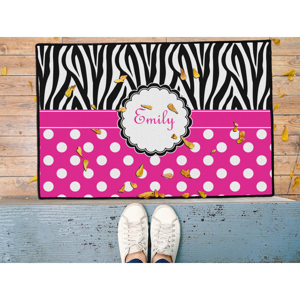Zebra Print & Polka Dots Door Mat - LIFESTYLE (Med)