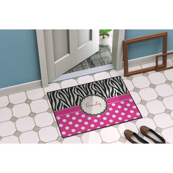 Zebra Print & Polka Dots Door Mat Lifestyle