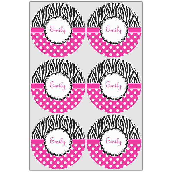 Zebra Print & Polka Dots Drink Topper - Large - Set of 6