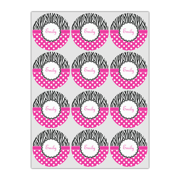Zebra Print & Polka Dots Drink Topper - Small - Set of 12