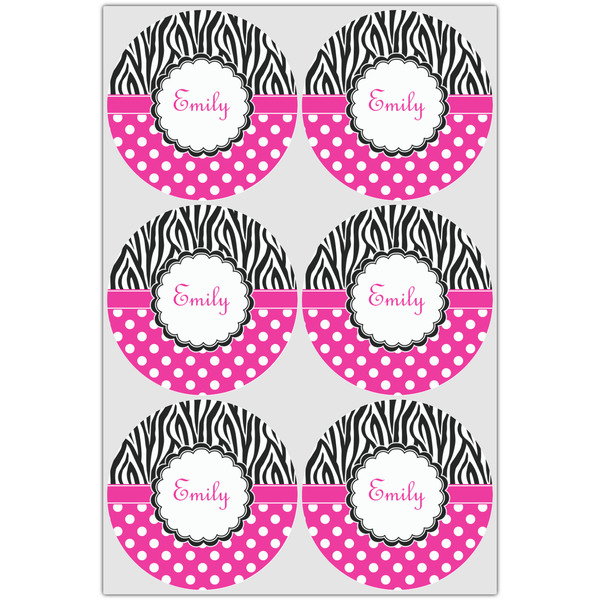 Zebra Print & Polka Dots Drink Topper - XLarge - Set of 6