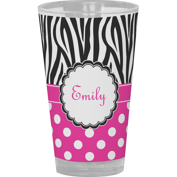 Custom Zebra Print & Polka Dots Pint Glass - Full Color (Personalized)