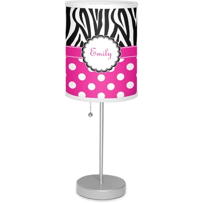 Zebra Print & Polka Dots 7" Drum Lamp with Shade (Personalized)