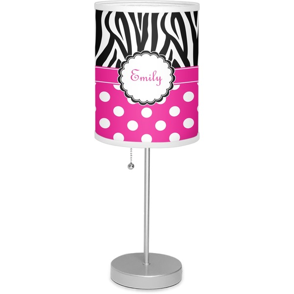 Custom Zebra Print & Polka Dots 7" Drum Lamp with Shade (Personalized)