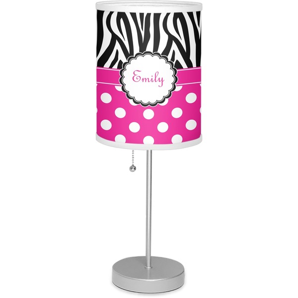 Custom Zebra Print & Polka Dots Lamp with Drum Shade (Personalized)