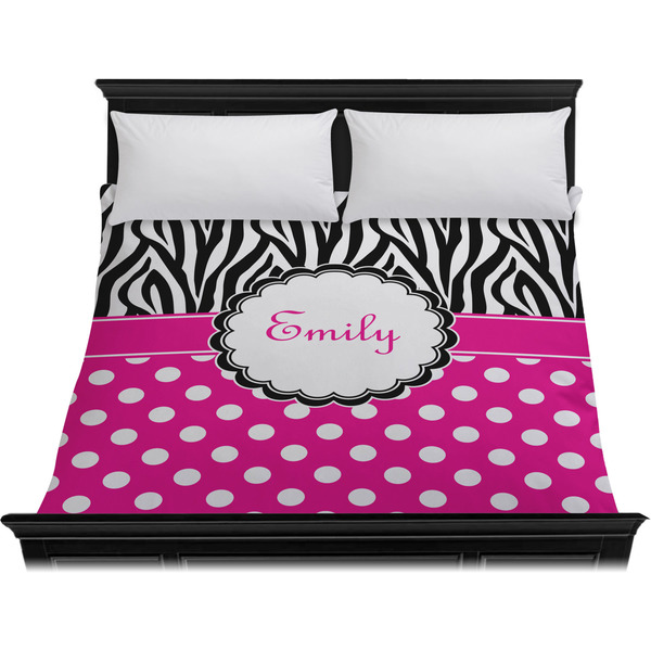Zebra Print & Polka Dots Duvet Cover - King - On Bed - No Prop