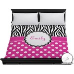 Zebra Print & Polka Dots Duvet Cover - King (Personalized)