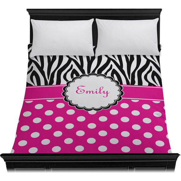Zebra Print & Polka Dots Duvet Cover - Queen - On Bed - No Prop