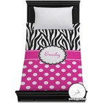 Zebra Print & Polka Dots Duvet Cover - Twin (Personalized)
