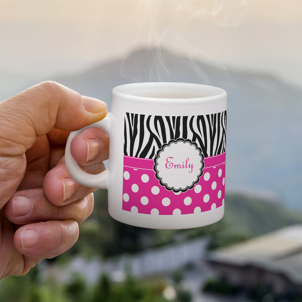 Custom Zebra Print & Polka Dots Single Shot Espresso Cup - Single (Personalized)