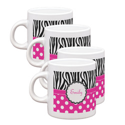 Zebra Print & Polka Dots Single Shot Espresso Cups - Set of 4 (Personalized)