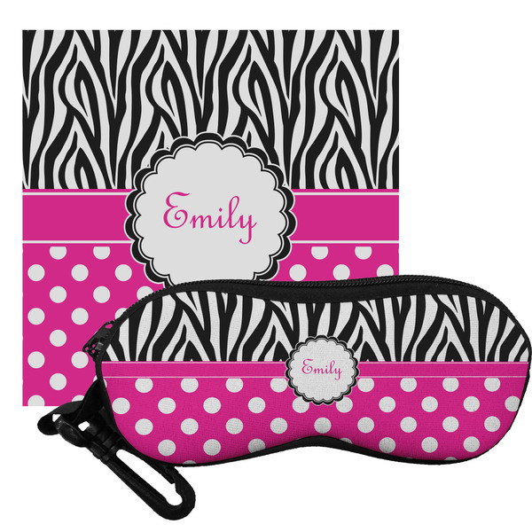 Custom Zebra Print & Polka Dots Eyeglass Case & Cloth (Personalized)
