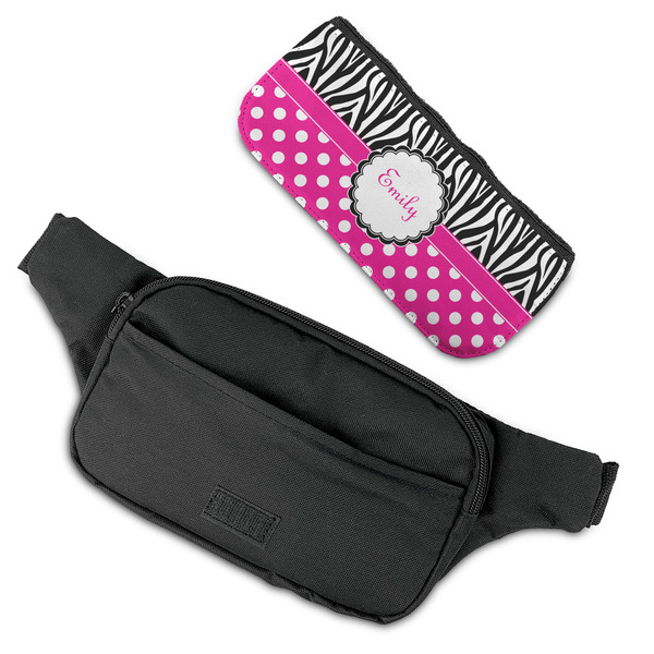 Zebra Print & Polka Dots Fanny Packs - FLAT (flap off)