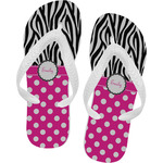 Zebra Print & Polka Dots Flip Flops - Small (Personalized)