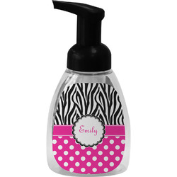 Zebra Print & Polka Dots Foam Soap Bottle - Black (Personalized)