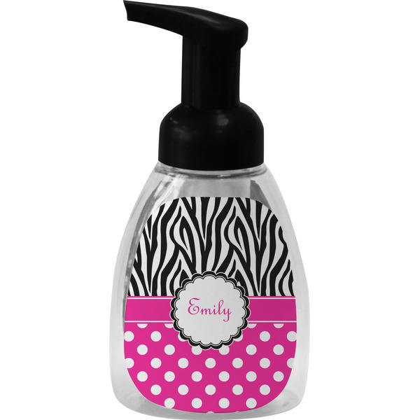 Custom Zebra Print & Polka Dots Foam Soap Bottle - Black (Personalized)