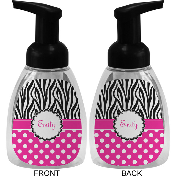 Zebra Print & Polka Dots Foam Soap Bottle (Front & Back)