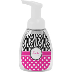 Zebra Print & Polka Dots Foam Soap Bottle - White (Personalized)