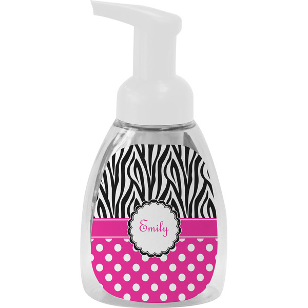 Custom Zebra Print & Polka Dots Foam Soap Bottle - White (Personalized)