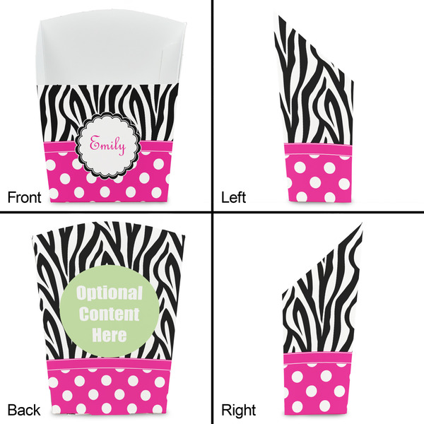 Zebra Print & Polka Dots French Fry Favor Box - Front & Back View