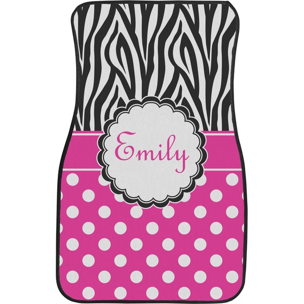 Zebra Print & Polka Dots Custom Car Floor Mats (Front Seat)