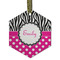 Zebra Print & Polka Dots Flat Glass Ornament - Hexagon w/ Name or Text