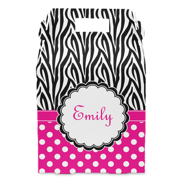 Zebra Print & Polka Dots Gable Favor Box - Front