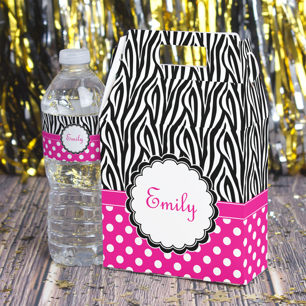 Zebra Print & Polka Dots Gable Favor Box - In Context