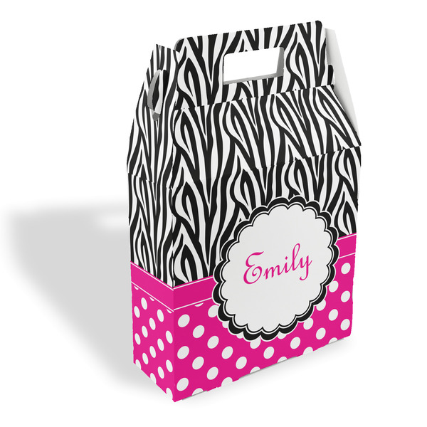 Custom Zebra Print & Polka Dots Gable Favor Box (Personalized)