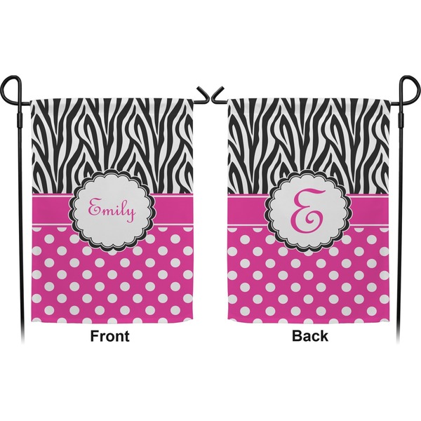 Zebra Print & Polka Dots Garden Flag - Double Sided Front and Back