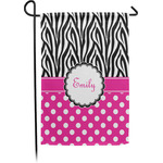 Zebra Print & Polka Dots Small Garden Flag - Single Sided w/ Name or Text