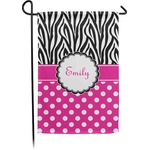 Zebra Print & Polka Dots Small Garden Flag - Double Sided w/ Name or Text