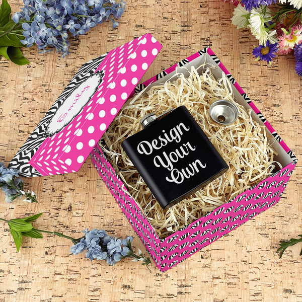 Zebra Print & Polka Dots Gift Boxes with Lid - Canvas Wrapped - Large - In Context